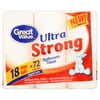 Great Value Bathroom Tissue, Ultra Strong, 18 Mega Rolls