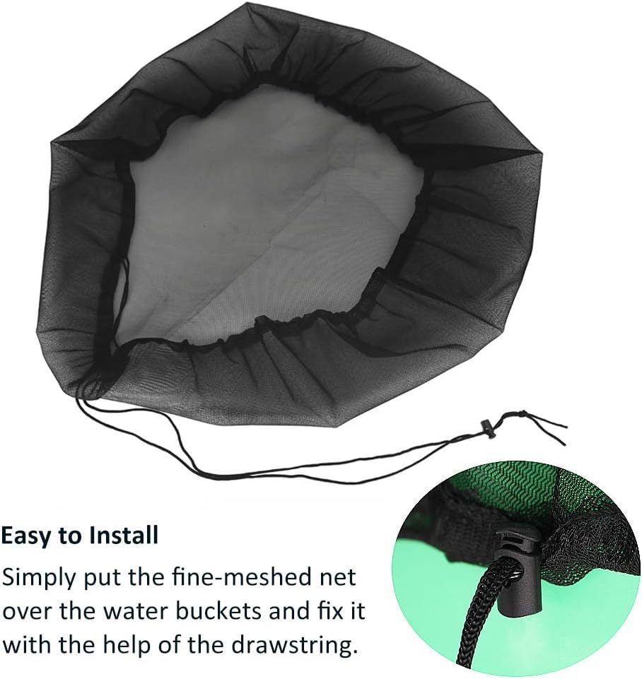Mesh Cover for Rain Barrels - 4pcs 95cm Rain Barrel Netting with Drawstring, Water Collection Buckets Tank Protector