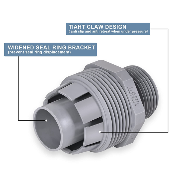 2X Liquid Tight Connector 1/2 in Non-Metallic Electrical Conduit Fittings PVC Conduit Fitting Straight