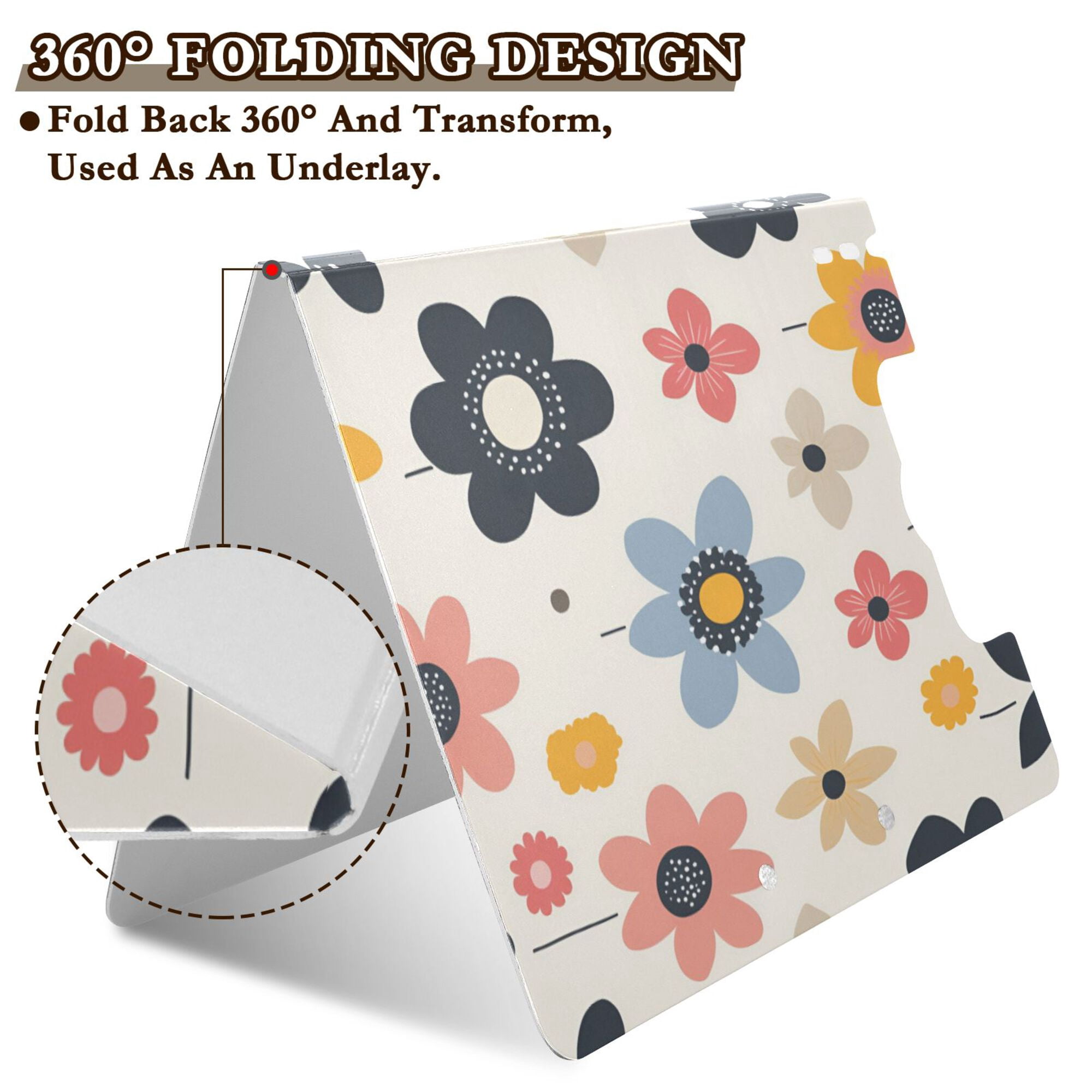 FORMRS A4 Clipboard Folder with Pen Holder Horizontal Foldable School Office Binder, Beige Retro Flower