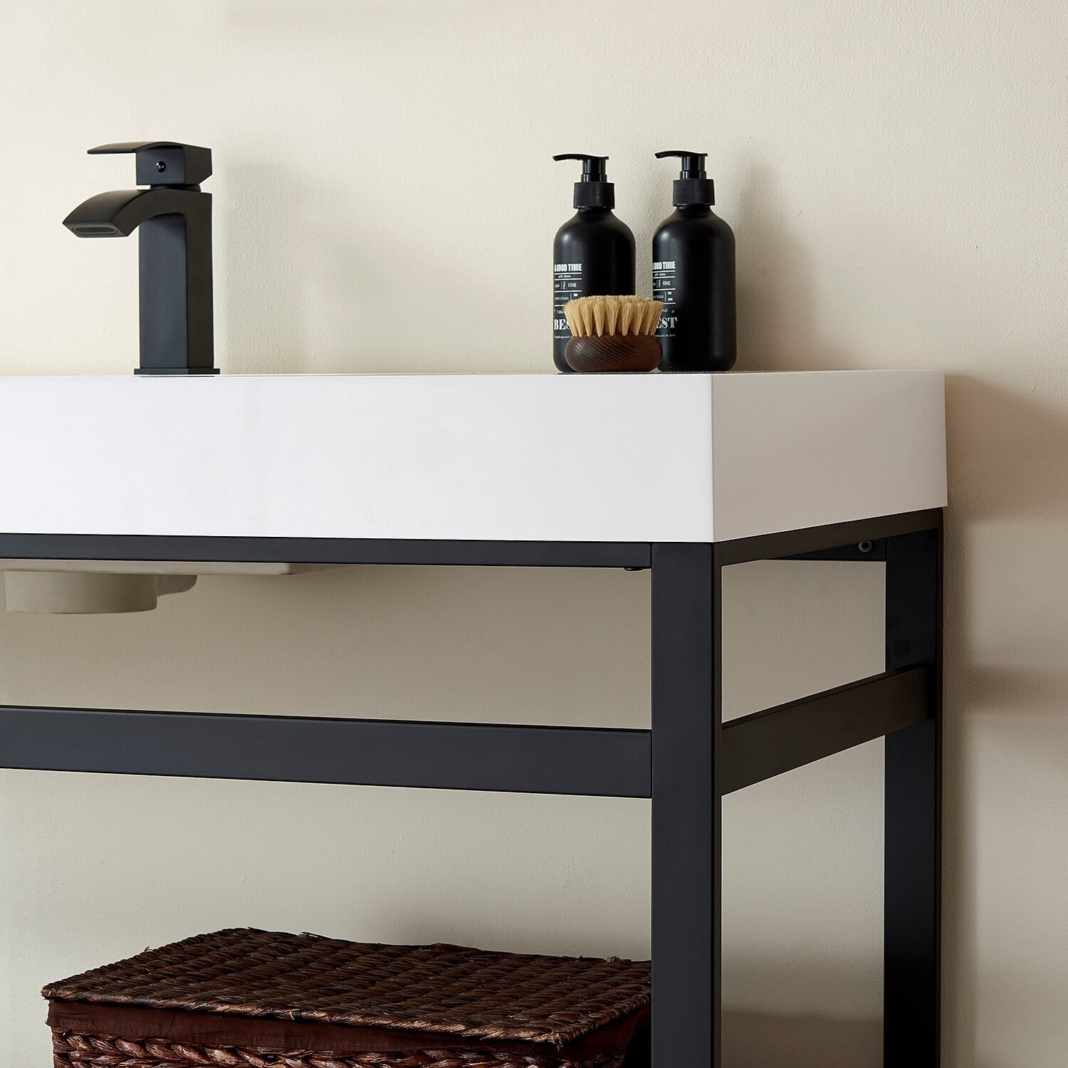 Vinnova Ablitas Composite Granite Stone Vessel Bathroom Vanity Sink 48"x19.7" - White