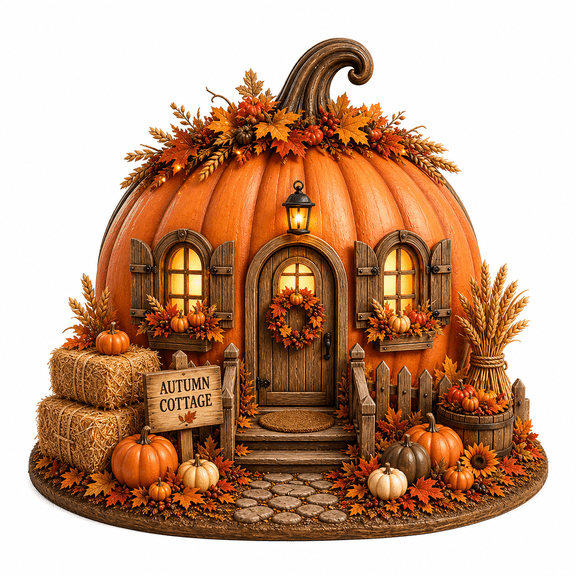 Wooden Block Pumpkin Cottage Rustic Harvest Wood Shelf Decor for Autumn Farmhouse Homes