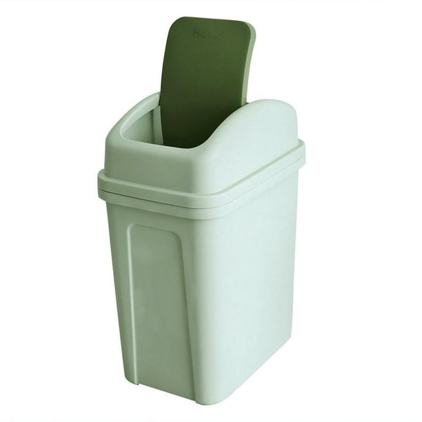 Teyyvn 7 Liter 18 Gallon Plastic Trash Can Small Garbage Can With Swing Lid Green Green 
