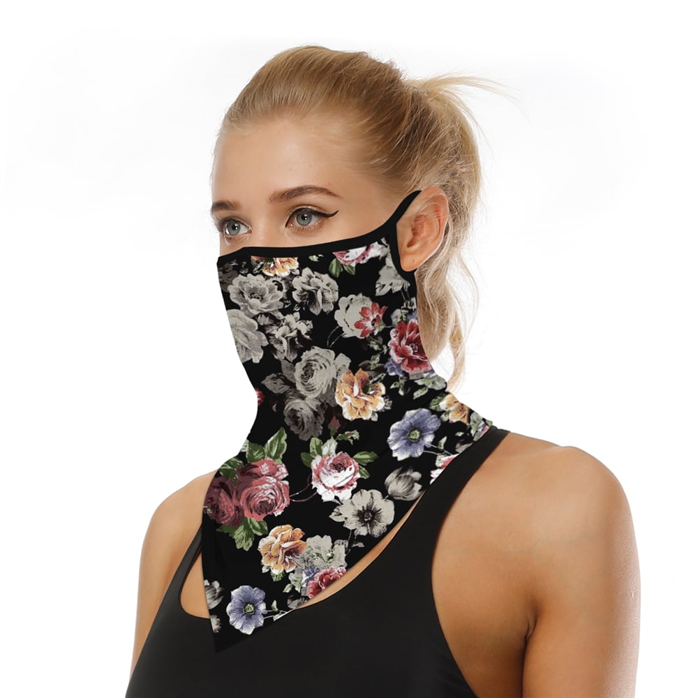 Bigroof Earloop Bandanas Women Face Neck Gaiter Mask Balaclava Wndproof Dust UV Protection