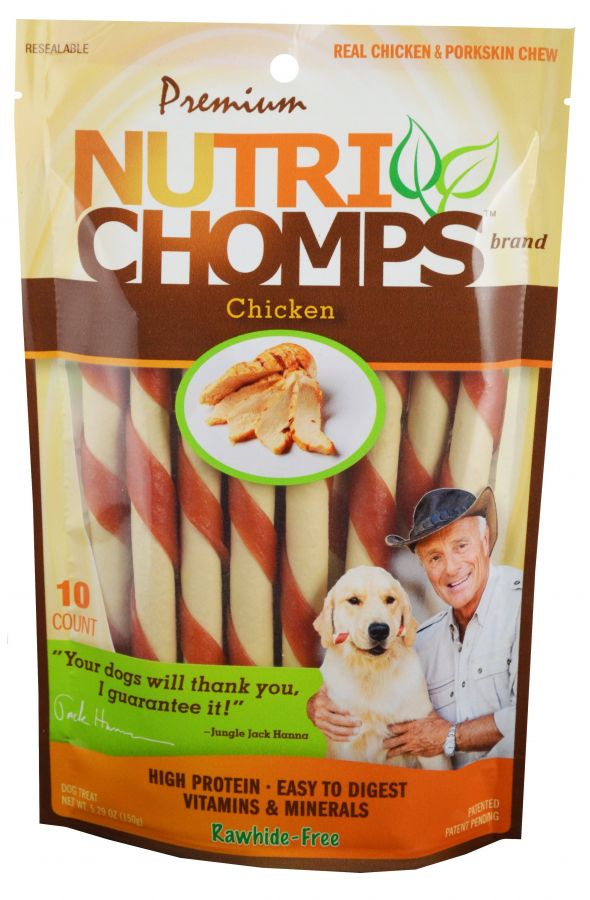Nutri Chomps Mini Twist Dog Treat Chicken Flavor 10 count Pack of 4