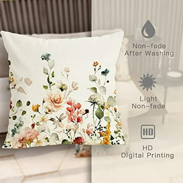 2024 TOP! Spring Pillow Covers 18X18 Set Of 4 Farmhouse Throw Decorations Floral Cushion Case for Home Decor