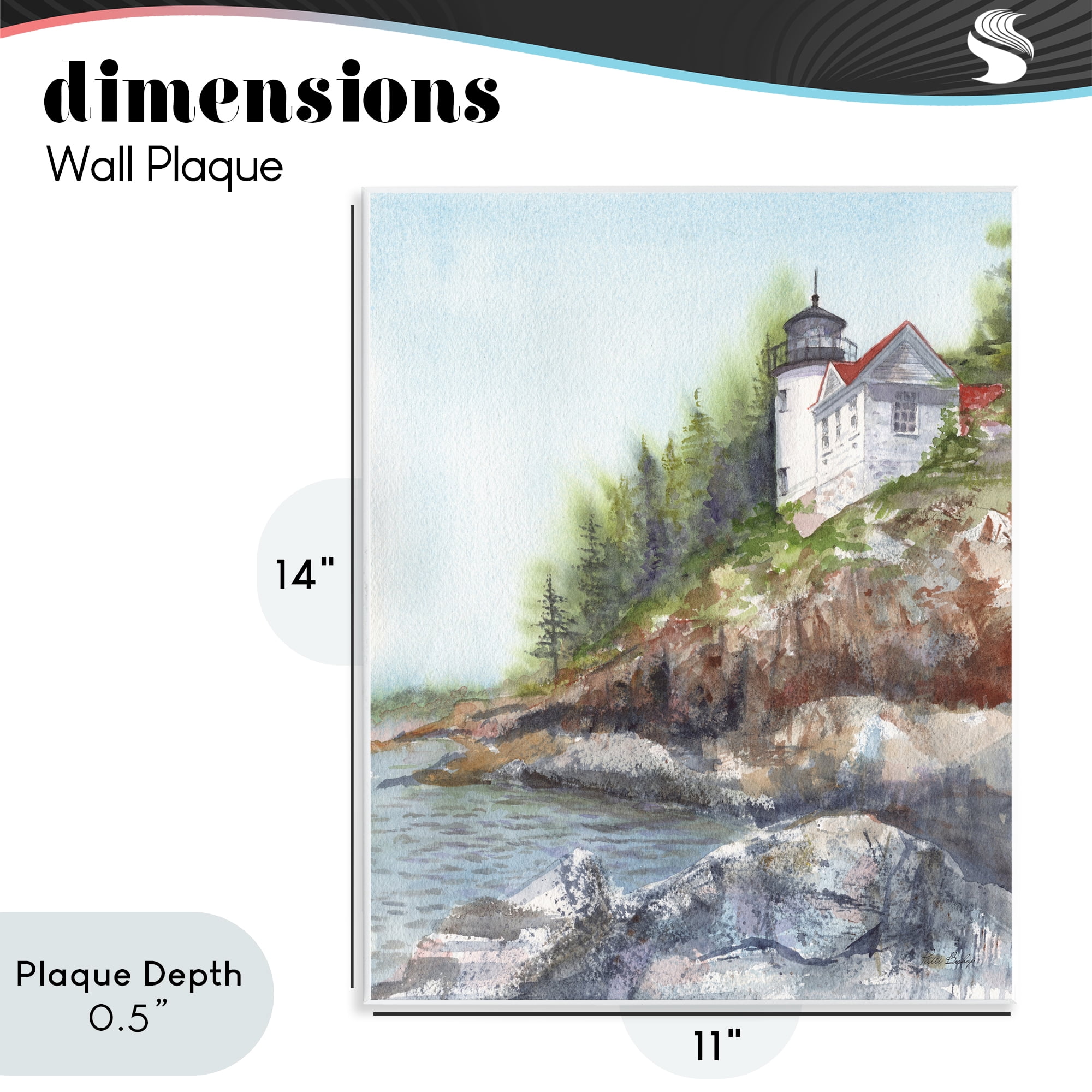 Stupell Industries Bass Harbor Lighthouse Wall Plaque Art, design by Patti Bishop