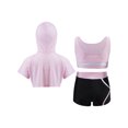thumbnail image 5 of Miutii Kids Girls 3pcs Dance Outfit Gymnastic Sports Tracksuit Short Hoodie Hooded with Tank Top Pink 12, 5 of 9