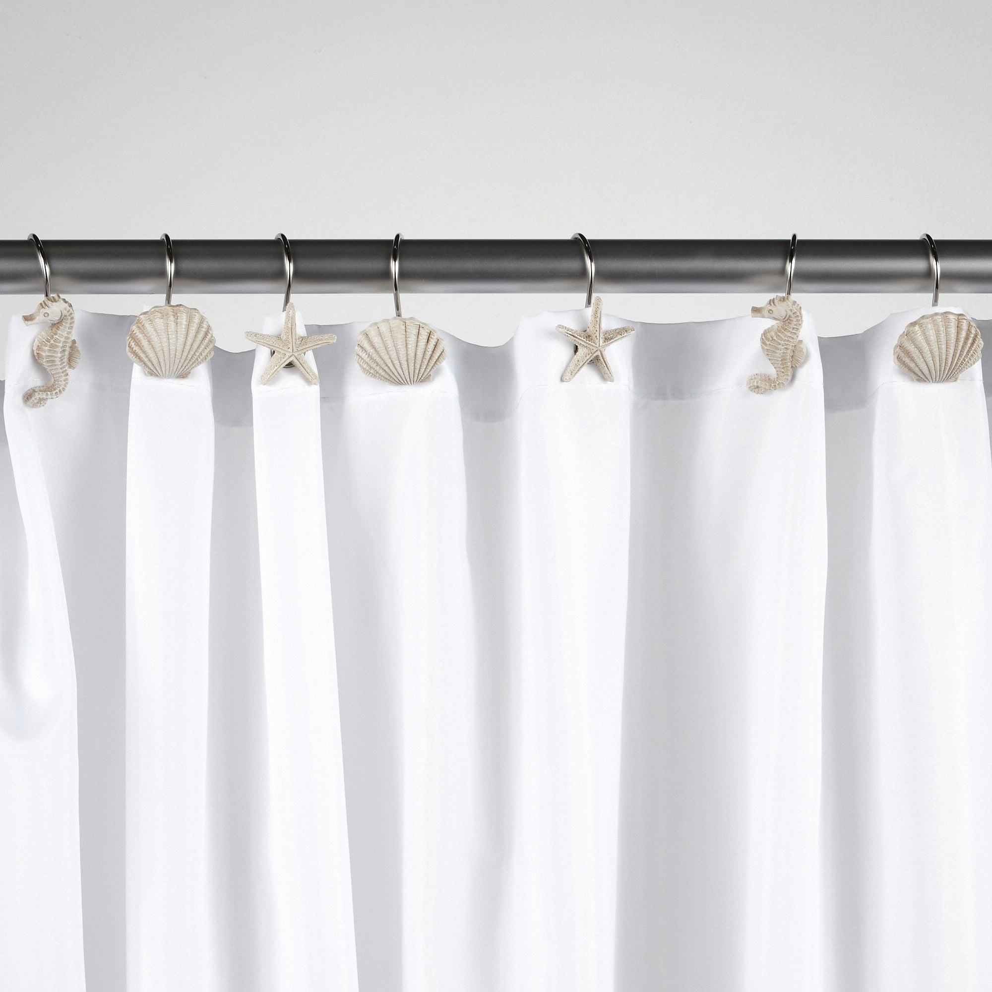 12-Pack of Beach-Themed Shower Curtain Stainless Steel Hooks