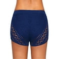 thumbnail image 3 of Womens Side Split Waistband Bokini Swim Lace Shorts with Panty Liner, Navy, X-Large, 3 of 4