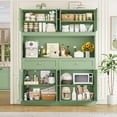thumbnail image 6 of Homfa Large Pantry Cabinet with 8 Louvered Doors, 70.7" Tall Kitchen Storage Cabinet with Hutch & 2 Drawers, Modern Coffee Bar for Dining Room, Green, 6 of 8