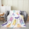 thumbnail image 2 of Cartoon Gradient Ghost Throw Blanket Watercolor Cute Purple Wild Bat Flannel Blanket for Kids Boys Girls Teens Happy Halloween Colorful Stars Bed Blanket for Bedroom Throw 50x60, 2 of 6