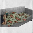 thumbnail image 6 of Shabby Flora Soft Flannel Fleece Blanket, Paris Lettering with Roses and Leaves Abstract Pale Blue Grey Backdrop, Cozy Plush for Indoor and Outdoor Use, 70" x 90", Salmon and Green, by Ambesonne, 6 of 6
