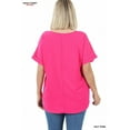 thumbnail image 5 of Zenana Plus Size Round Neck Heavy Woven Boat Neck Rolled Short Sleeve Blouse Top, 5 of 5