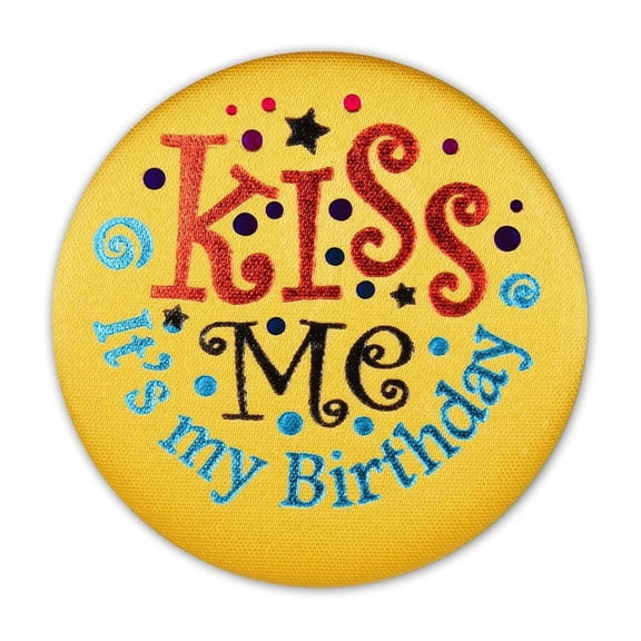 6 Pack Beistle Kiss Me - It's My Birthday Satin Button