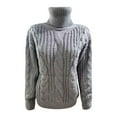 thumbnail image 4 of LOVZFMLL Women's Sweaters Acrylic Turtleneck Cable Knit Pullover Solid Color Casual Basic Everyday Soft Loose Tops Warm Fall Winter Clothes, 4 of 5