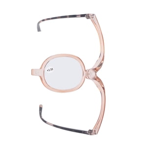 Makeup Reading Glasses, Skin Friendly Plastic Shelf Flip Lens Lightweight Eye Makeup Glasses Exquisite  for the Old for Reading +3.50