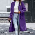 thumbnail image 2 of MIASHUI Cardigan Long à Col Cranté Couleur Unie Poche Contrastée Ouvert Vêtements d'Extérieur Chic pour Femmes Violet,TG, 2 of 4