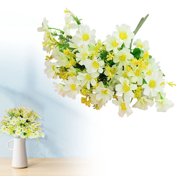 Faux Daisy and Aster Artificial Flower Bouquet, Outdoor Fade Resistant Fake Flowers for Home Garden Decoration, 1 Bunch