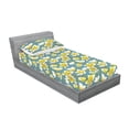 thumbnail image 2 of Plumeria Pattern Fitted Sheet & Pillow Sham Set, Simple Design Modern Flowers with Reduncles of Spring Print, Decorative Printed 2 Piece Bedding Decor, Twin, Mustard Cadet Blue White, by Ambesonne, 2 of 2