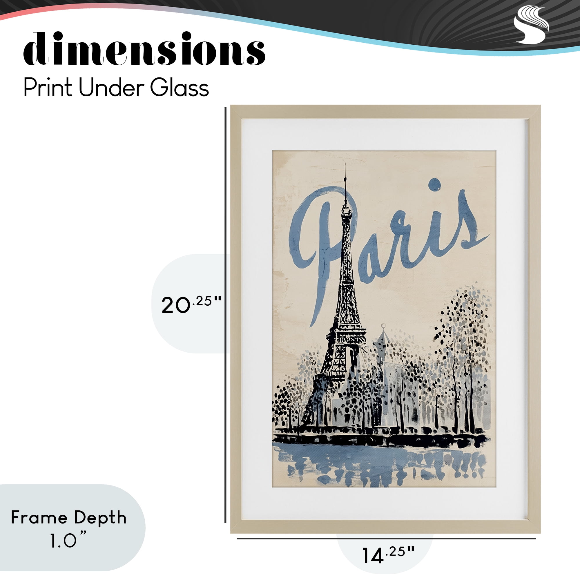 Stupell Industries Blue & Beige Paris Travel Birch Framed Print Under Glass, design by Annabelle Hall