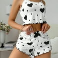 thumbnail image 3 of Aellinatey 2Pcs Women’s Cute Heart Print Cami Tanks Top and Shorts Pajama Set for Summer, 3 of 12