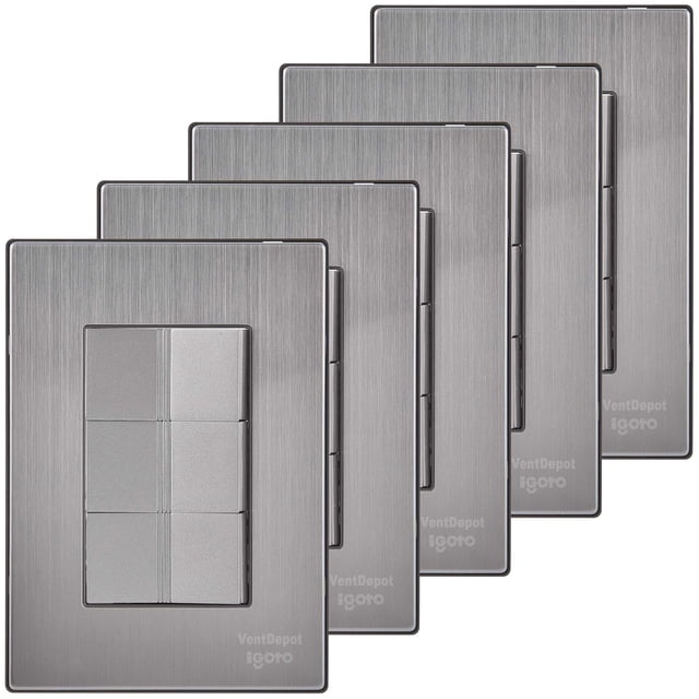 Interruptores de un Módulo Inoxium3ASilver 5Pzas Apagadorx3 125-250VCA 10A 50/60Hz Plateado Acero Inoxidable/PC.