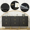 thumbnail image 4 of Anbuy Black 9 Drawer Dresser, Dual Long Chest of Drawers, Large Modern Dresser for Bedroom with Gold Handles (Black), 4 of 7