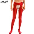 thumbnail image 2 of Lencería Sexy para mujer, pantalones ajustados abiertos en la entrepierna, pantimedias sin entrepierna recortadas, medias brillantes de cintura media, mallas con cintura elástica, 2 of 5