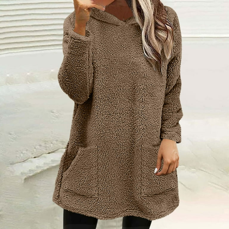 Miluxas Sherpa Hoodie Dress for Women Cute Fuzzy Long Sleeve Sweatshirt Dress Casual Fall Mini Sweater Dress with Pockets Brown L(L) - Walmart.com Miluxas Sherpa Hoodie Dress for Women Cute Fuzzy Long Sleeve Sweatshirt Dress Casual Fall Mini Sweater Dress with Pockets Brown L(L) - Walmart.com