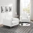 thumbnail image 2 of Tufted Armchair Accent Chair, Set of 2, White, Vegan Leather, Living Kitchen Cafe Bistro Hospitality Restaurant, Modern Contemporary HB36898, 2 of 10