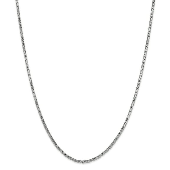 14k 2mm White Gold Byzantine Chain