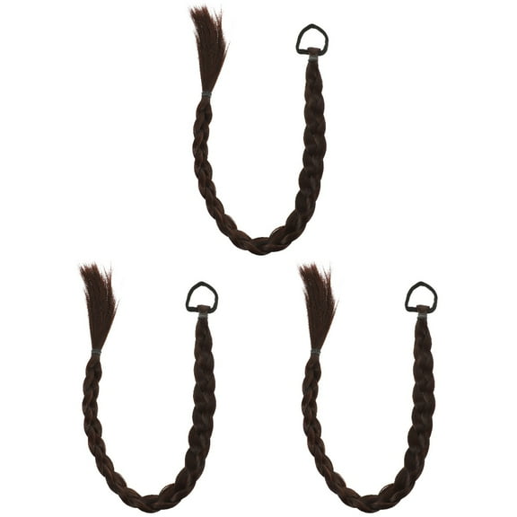 Set of 3 Braid Long Braided Ponytail Extension Wigs for Black Women to Weave Hairpieces Miss Women's