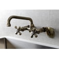 thumbnail image 2 of Kingston Brass KS213AB Kingston Two Handle Wall Mount Kitchen Faucet, Antique Brass, 2 of 5