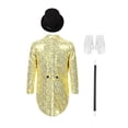 thumbnail image 4 of TiaoBug Children's Magician Outfits 4Pcs Long Sleeve Sequins Tailcoat with Hat Magic Wand Gloves Set Gold 14, 4 of 7