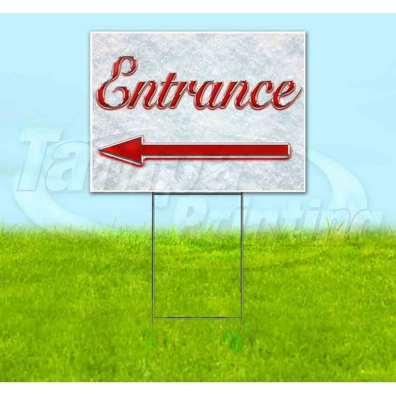 Entrance Left Arrow (18" x 24") Yard Sign, Includes Metal Step Stake