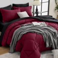 thumbnail image 1 of Pieces Queen Comforter Set, All Season Reversible Bed in a Bag, Ultra Soft Queen Bedding Set with Grey Comforter, Flat Sheet, Fitted Sheet, Pillowcases, Pillow Shams, Dark Grey, 1 of 9