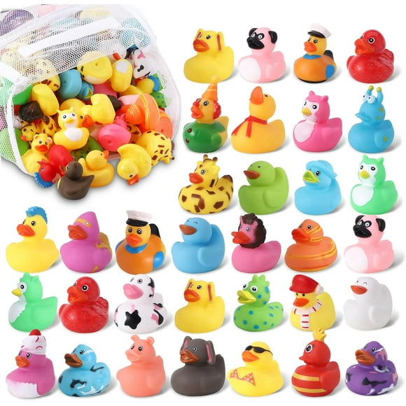 60 Pcs Cruise Rubber Ducks Assorted Rubber Duckies with Storage Bag for Ducks Ducking, Cruise Ducks Hiding , Bath Toys, Beach Pool Activity, Party Favors, Baby Shower