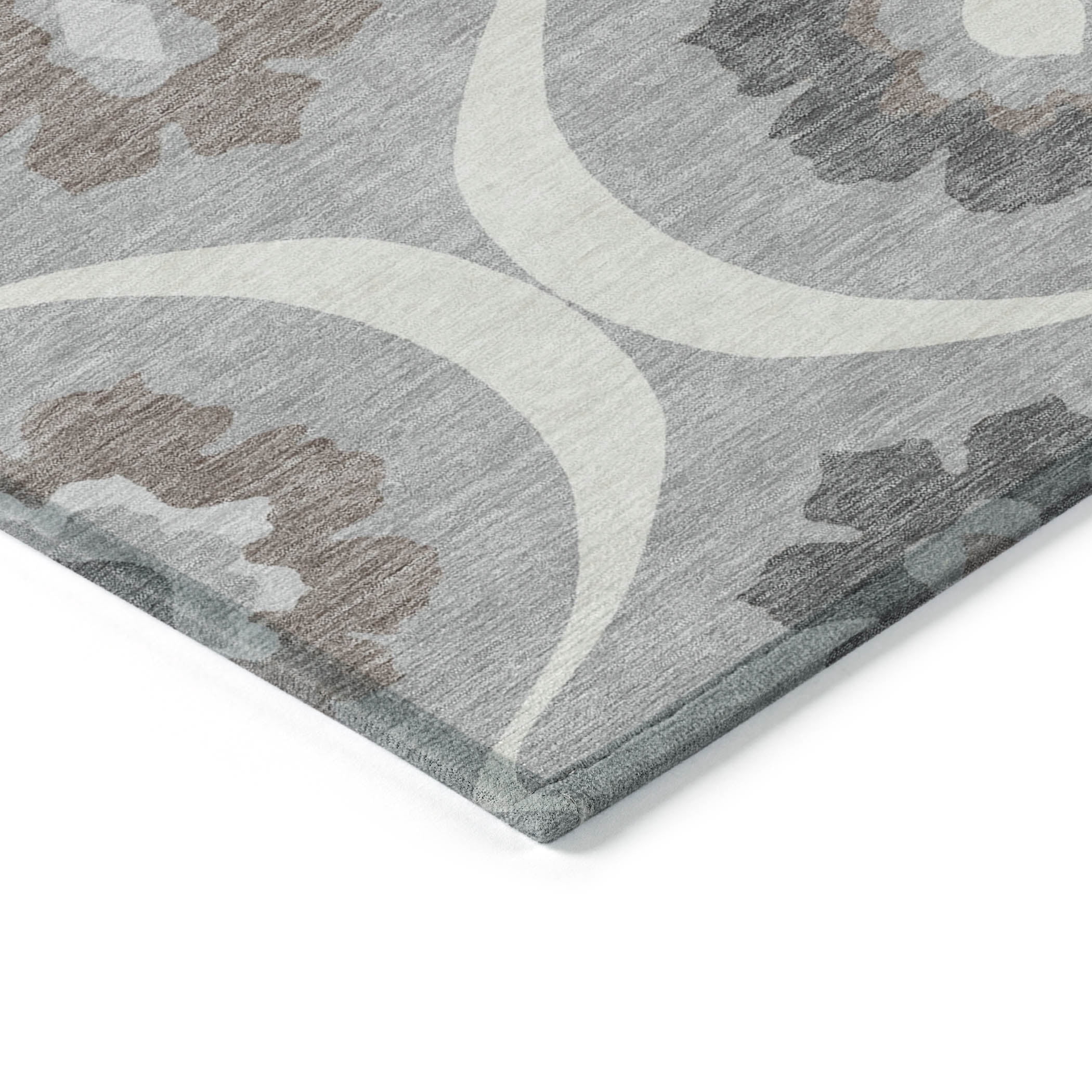 Addison Rugs Chantille Indoor/Outdoor Transitional Medallions Gray Washable Runner Rug, 2'3" x 7'6"