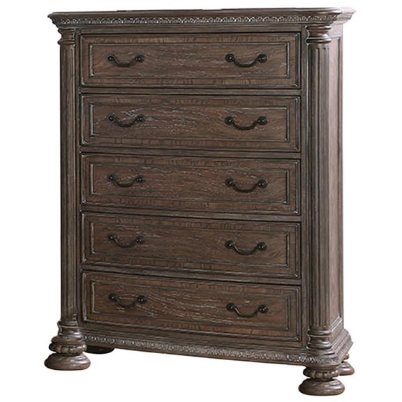 Bowery Hill Solid Wood Rustic Natural Tone Chest Rectangular Felt-Lined Drawer 53.63"H Unassembled