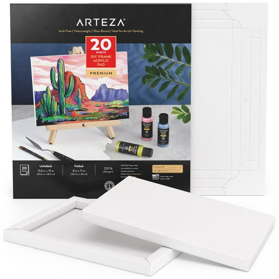 Arteza DIY Foldable 8x11" Canvas Frame, Acrylic - 20 Sheets