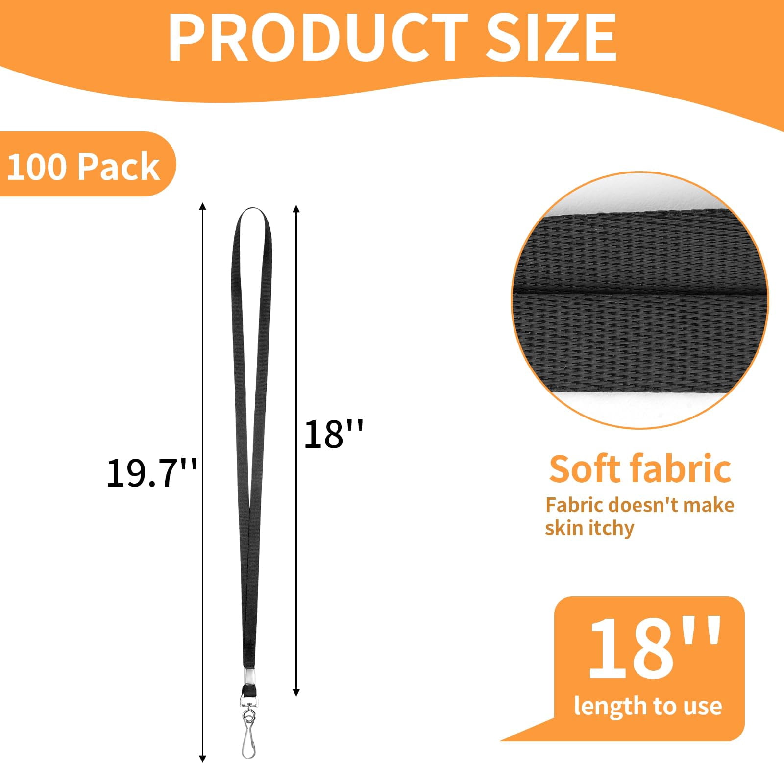 50/100 Pack Lanyards Bulk, Lanyards for Keys, Flat Neck Lanyard with Badge Clip Swivel Hook(Black, Blue, Navy Blue)