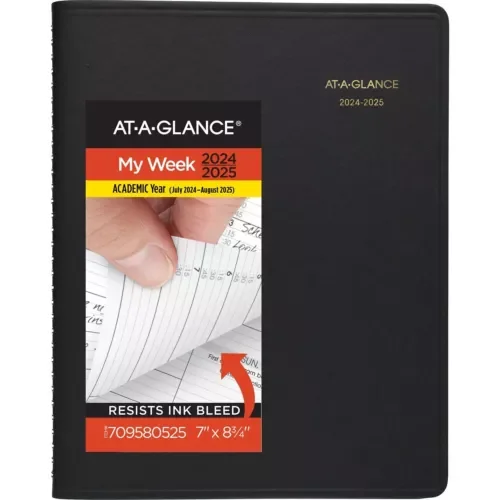 At A Glance Academic Weekly Planner July 2024 To August 2025 Black Cover
