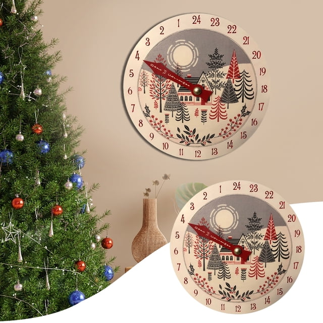 RKSTN Kitchen Utensils Christmas Advent Collection Decorative & Reusable Wooden Countdown Calendar, Wall Clock Christmas Countdown Calendar Kitchen Utensils Set