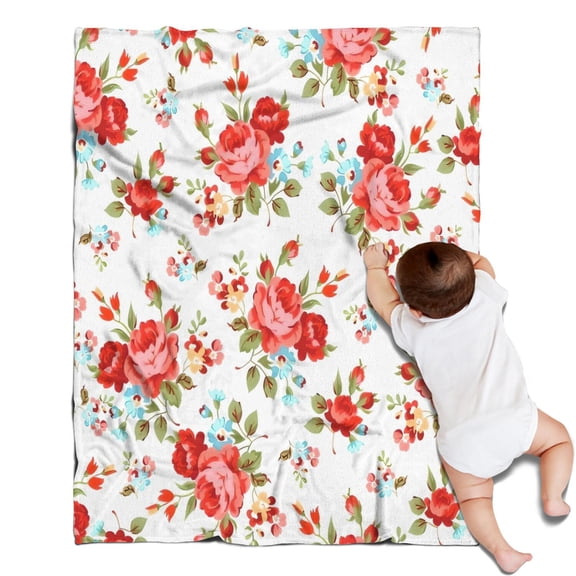 Pioneer Flower Floral Print Pattern Blanket,Comfortable Soft Lamb Wool Throw Blanket,All Season,Warm Lightweight Blankets for Sofa Bed Couch Living Room Chair,30"x40"