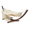 thumbnail image 2 of Fab Habitat Camping Lightweight Crochet Cotton Hammock - Monterey - Natural - Handcrafted, 2 Person 400 lbs Capacity, Durable - Balcony, Patio, Backpacking, Travel, Hiking - 13 ft, 2 of 5