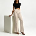 thumbnail image 7 of Cmfcve Flare Dress Pants for Women Stretchy High Waisted Business Work Trousers Button Fly Casual Trousers with Pockets, 7 of 7