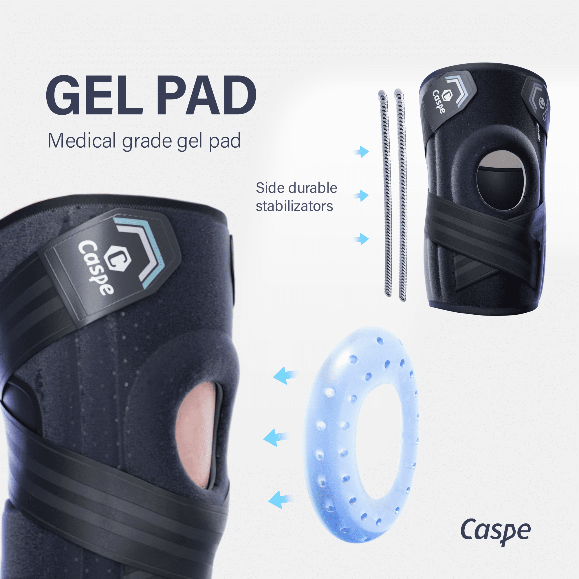 Caspe Knee Brace Support Stabilizer Patella Adjustable Knee Wrap for Arthritis