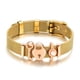 thumbnail image 1 of Pulsera de malla de acero inoxidable para mujer, ajustable, con hebilla rosa, brazalete con dijes deslizantes (B), 1 of 5