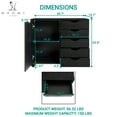 thumbnail image 3 of Naomi Home Adult Amy 5-Drawer Wood Dresser Chest with Cabinet Door, Mobile Storage Organizer & Printer Stand for Home Office, Distressed Black, 3 of 9